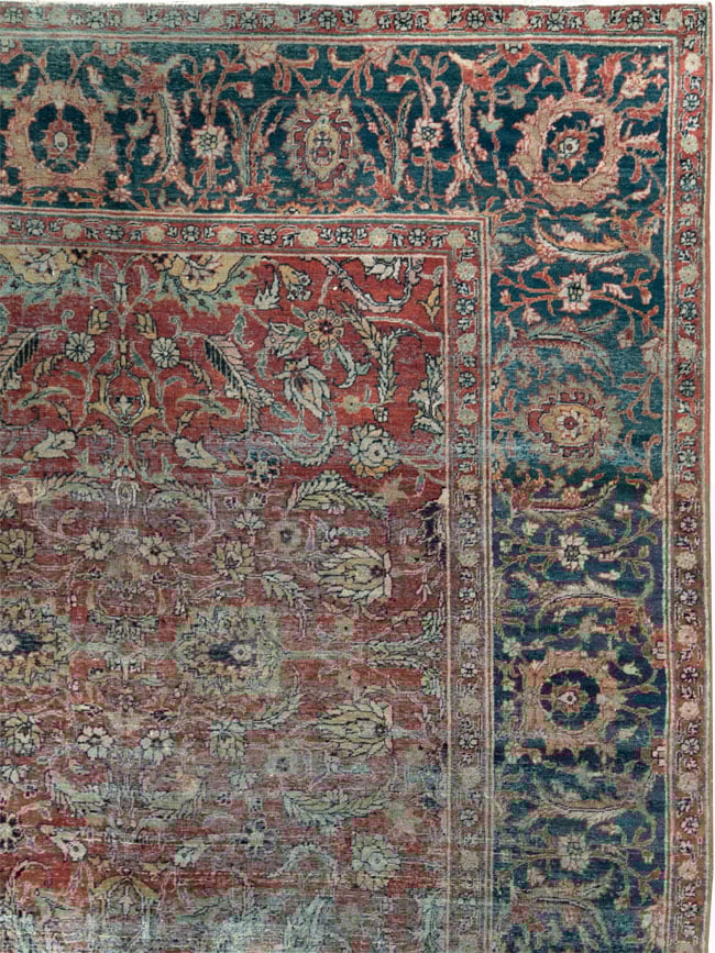 Antique Persian Tabriz Distressed Carpet, No.24891 - Galerie Shabab