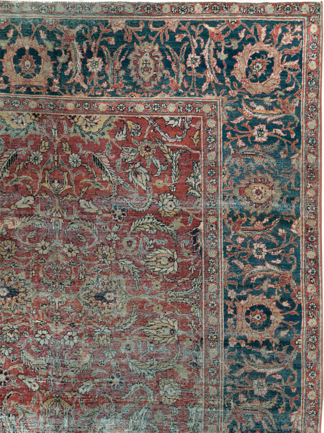 Antique Persian Tabriz Distressed Carpet, No.24891 - Galerie Shabab