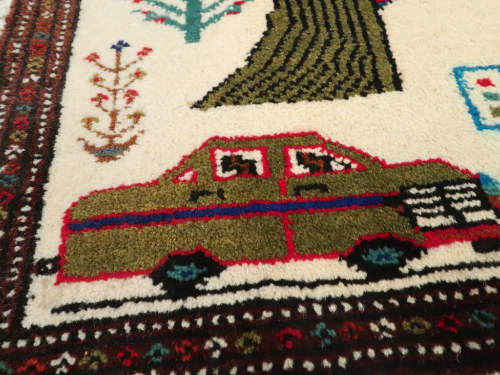 Vintage Persian Baluch Pictorial Rug, No.24893 - Galerie Shabab