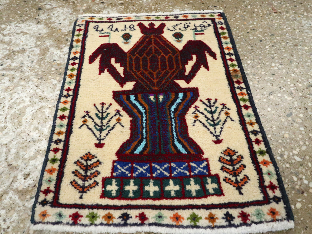 Vintage Persian Pictorial Baluch Rug (Pair: 1 of 2), No.24896 - Galerie Shabab