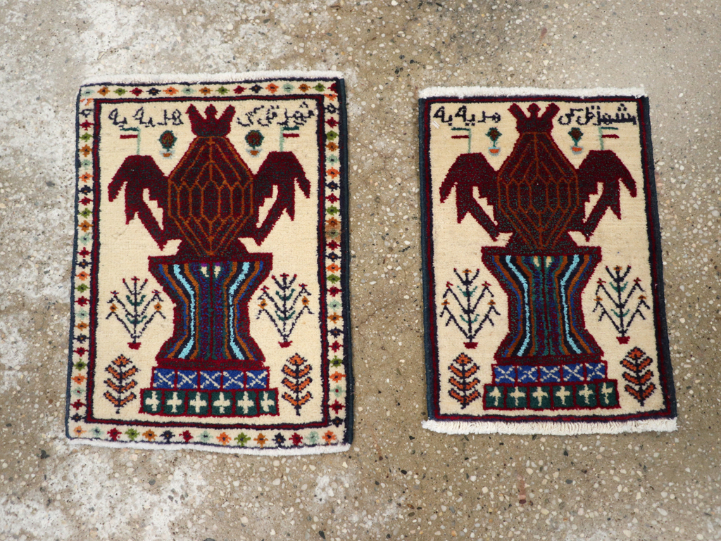 Vintage Persian Pictorial Baluch Rug (Pair: 1 of 2), No.24896 - Galerie Shabab