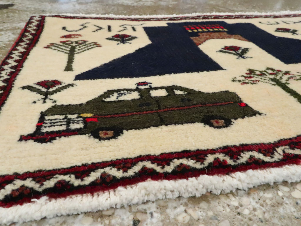 Vintage Persian Baluch Pictorial Rug, No.24902 - Galerie Shabab