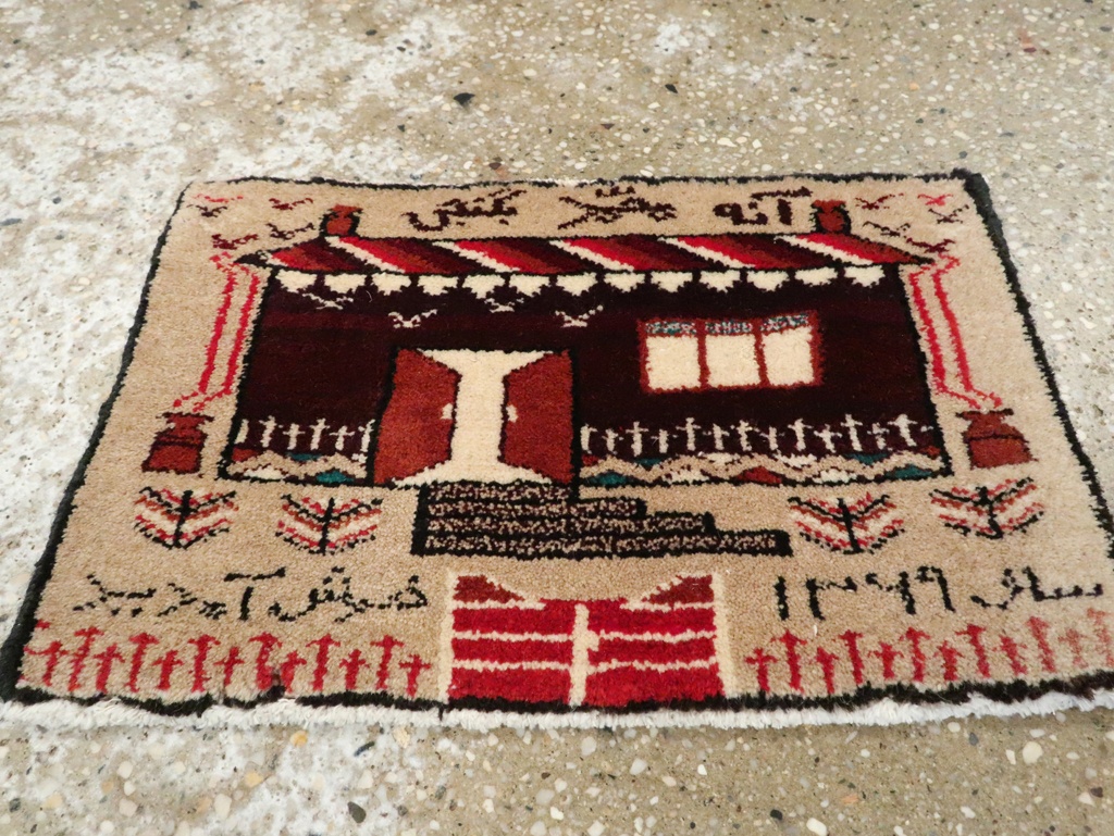 Vintage Persian Baluch Pictorial Rug (Pair: 1 of 2), No.24904 - Galerie Shabab