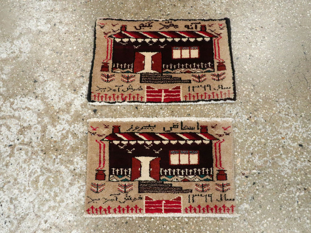 Vintage Persian Baluch Pictorial Rug (Pair: 1 of 2), No.24904 - Galerie Shabab