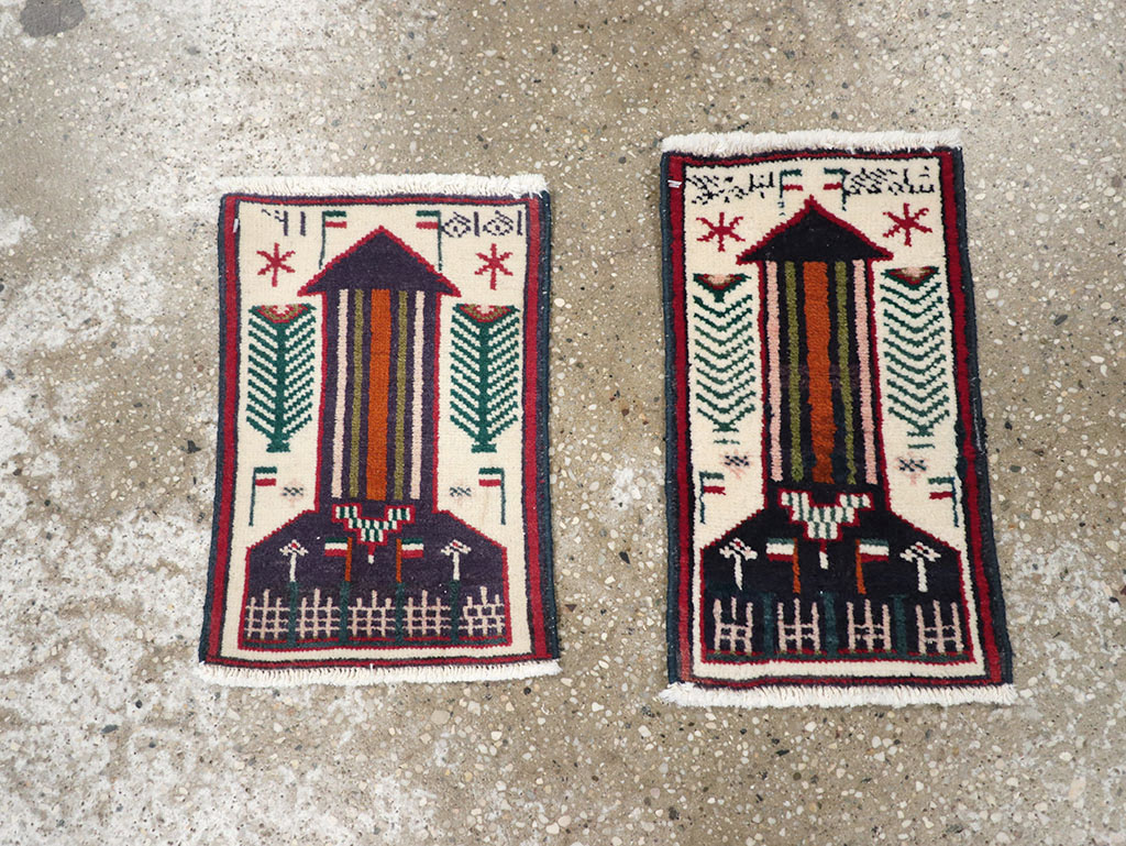 Vintage Persian Pictorial Baluch Rug (Pair: 1 of 2), No.24923 - Galerie Shabab