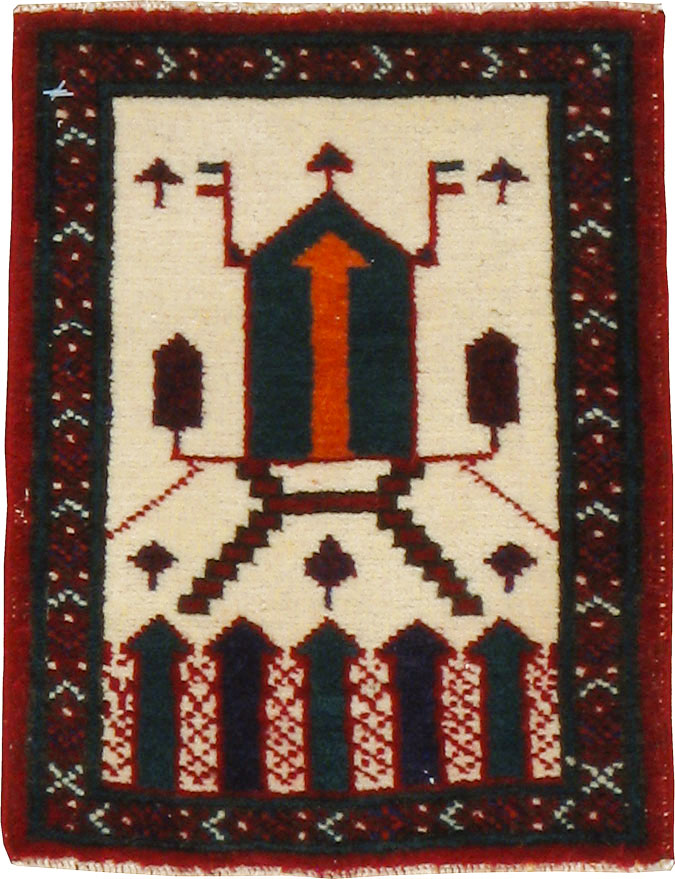 Vintage Persian Baluch Pictorial Rug, No.24932 - Galerie Shabab