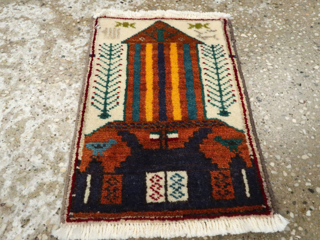 Vintage Persian Baluch Pictorial Rug, No.24937 - Galerie Shabab