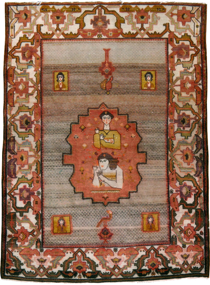 Vintage Persian Malayer Pictorial Rug, No.24943 - Galerie Shabab