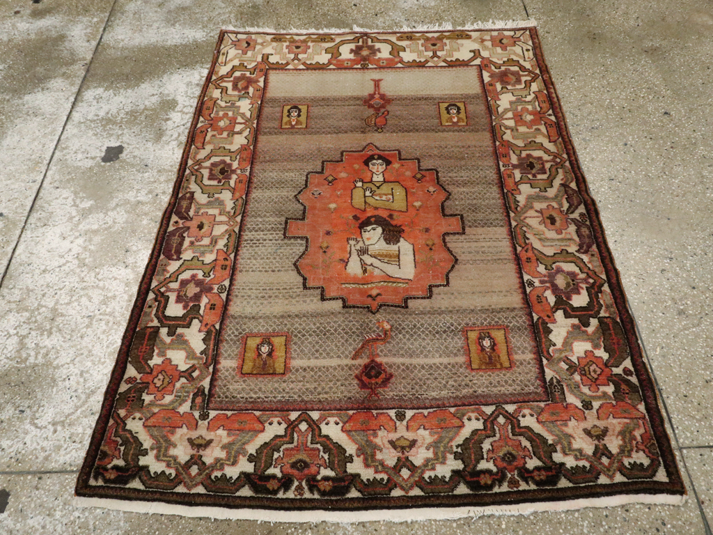 Vintage Persian Malayer Pictorial Rug, No.24943 - Galerie Shabab