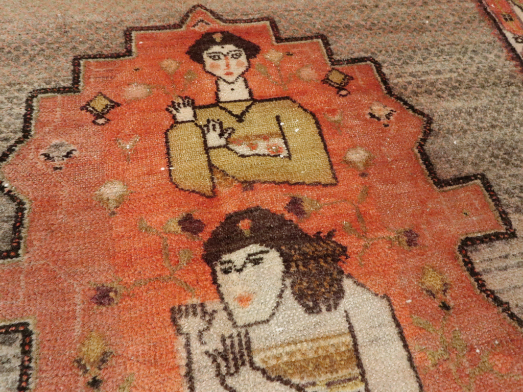 Vintage Persian Malayer Pictorial Rug, No.24943 - Galerie Shabab
