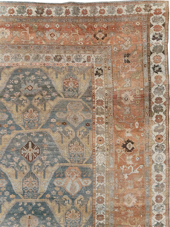 Antique Persian Bidjar Large Square Room Size Carpet, No.24946 - Galerie Shabab