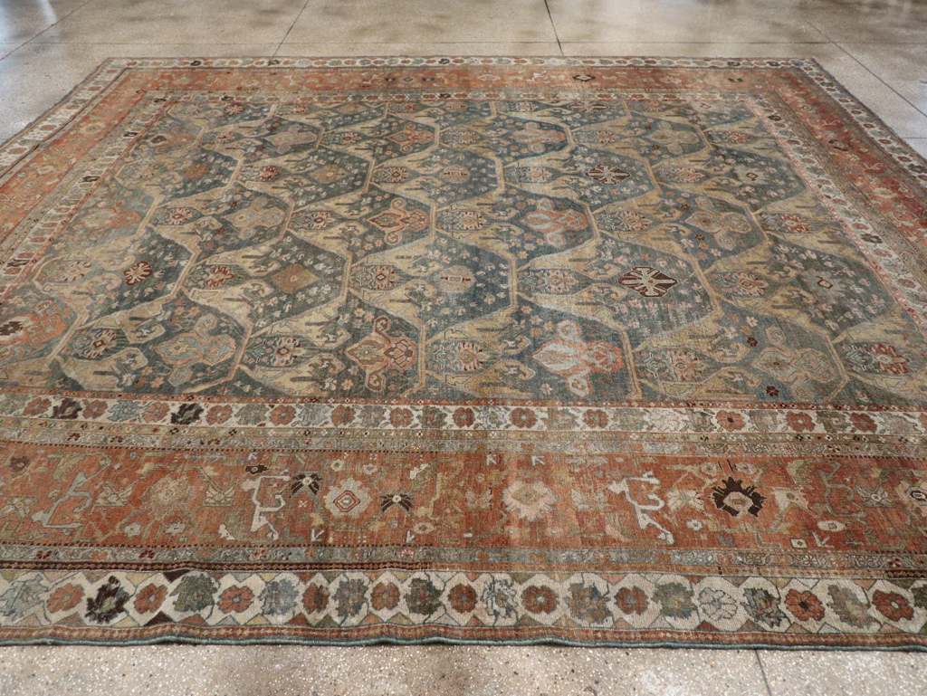 Antique Persian Bidjar Large Square Room Size Carpet, No.24946 - Galerie Shabab