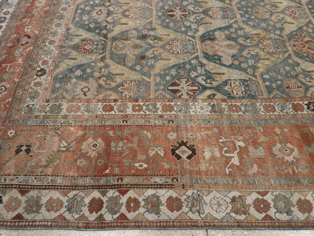 Antique Persian Bidjar Large Square Room Size Carpet, No.24946 - Galerie Shabab