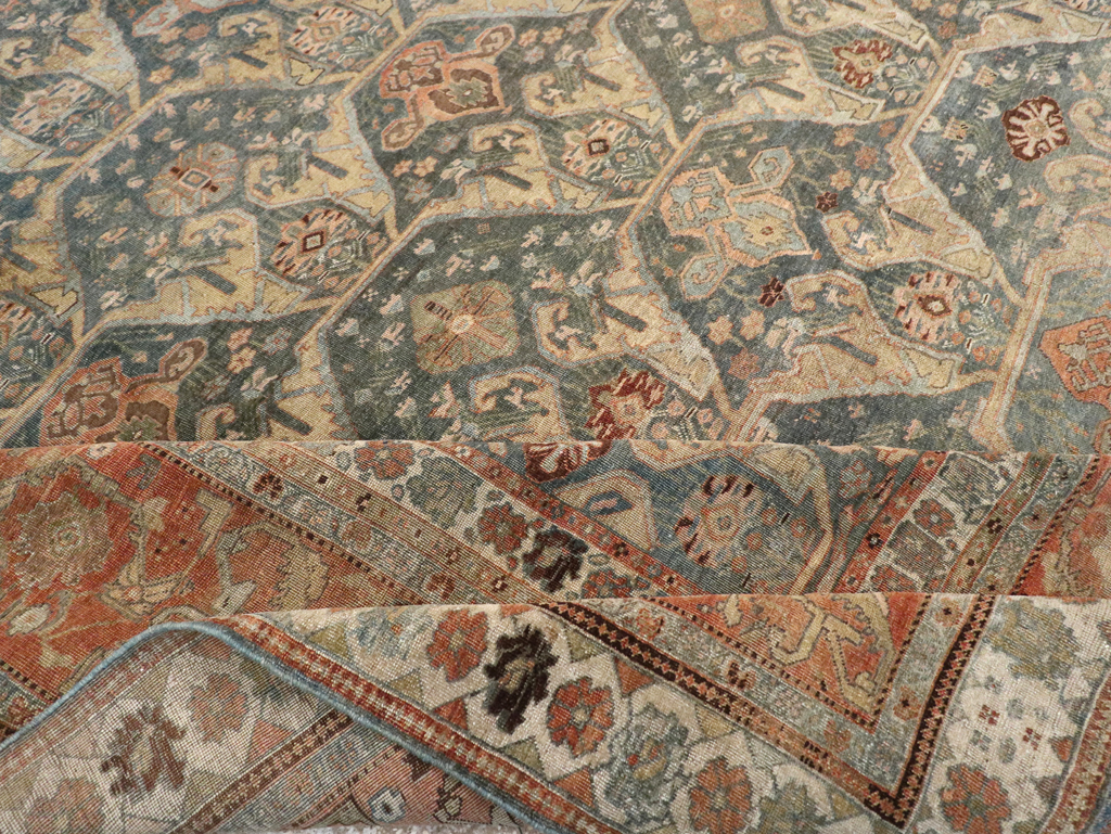 Antique Persian Bidjar Large Square Room Size Carpet, No.24946 - Galerie Shabab