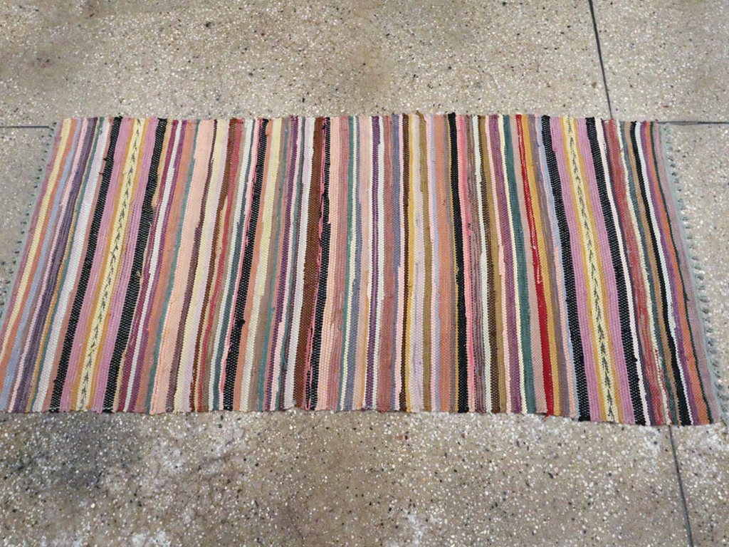 Vintage American Rag Rug, No.24971 - Galerie Shabab