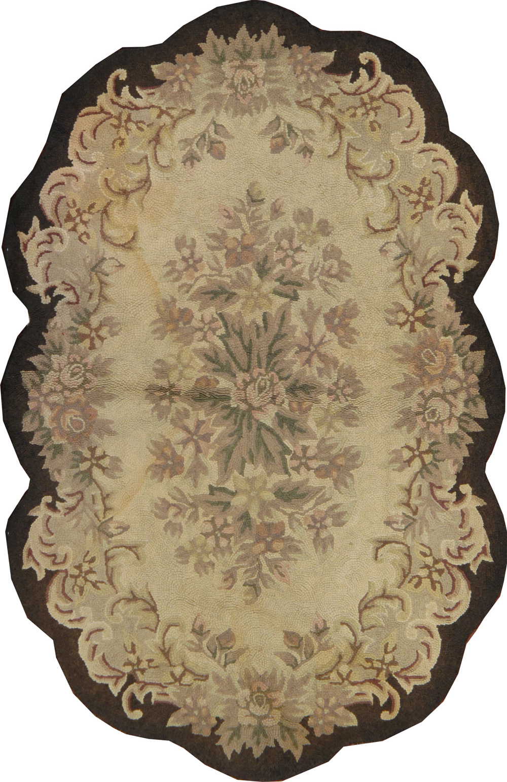 Vintage American Hooked Round Throw Rug, No.24977 - Galerie Shabab