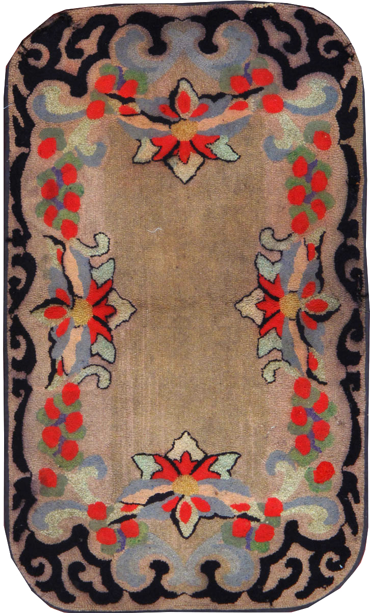 Vintage American Hooked Throw Rug, No.24982 - Galerie Shabab