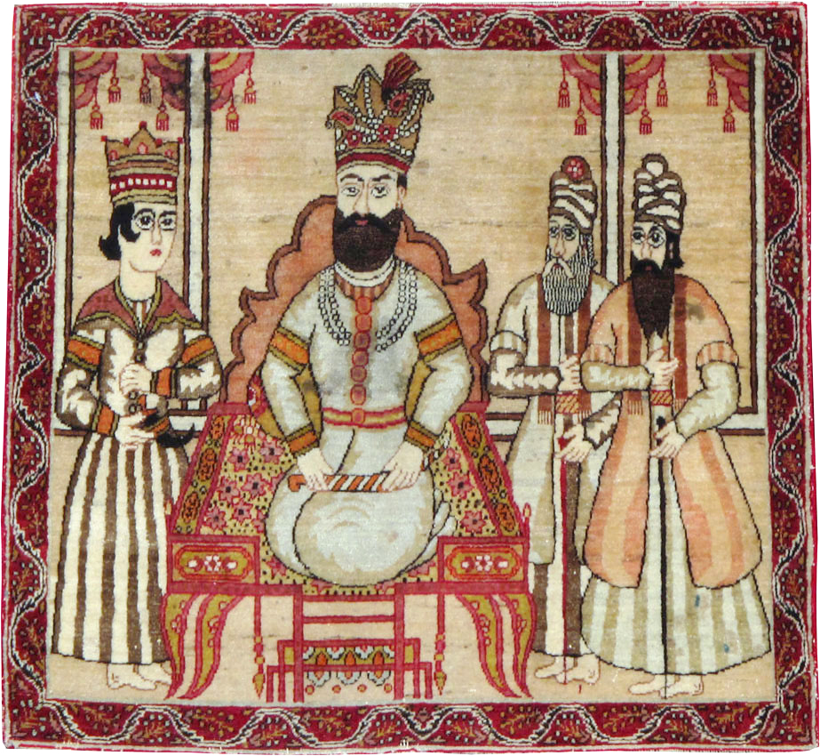 Antique Persian Lavar Kerman Pictorial Rug, No.24999 - Galerie Shabab