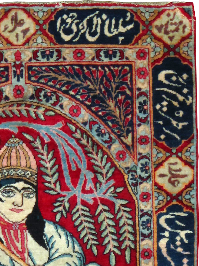 Antique Persian Lavar Kerman Pictorial Rug, No.25000 - Galerie Shabab