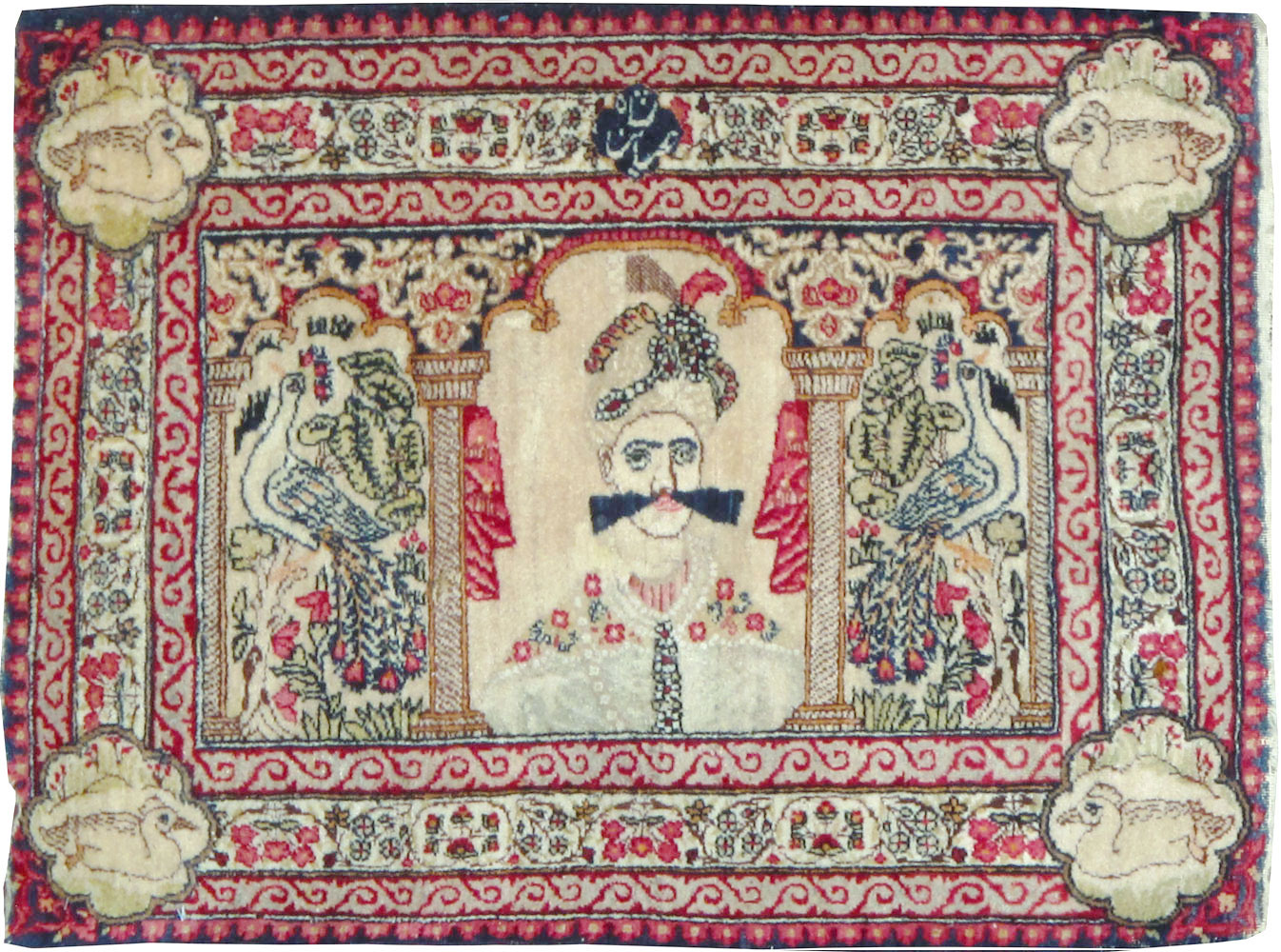 Antique Persian Lavar Kerman Pictorial Rug, No.25002 - Galerie Shabab