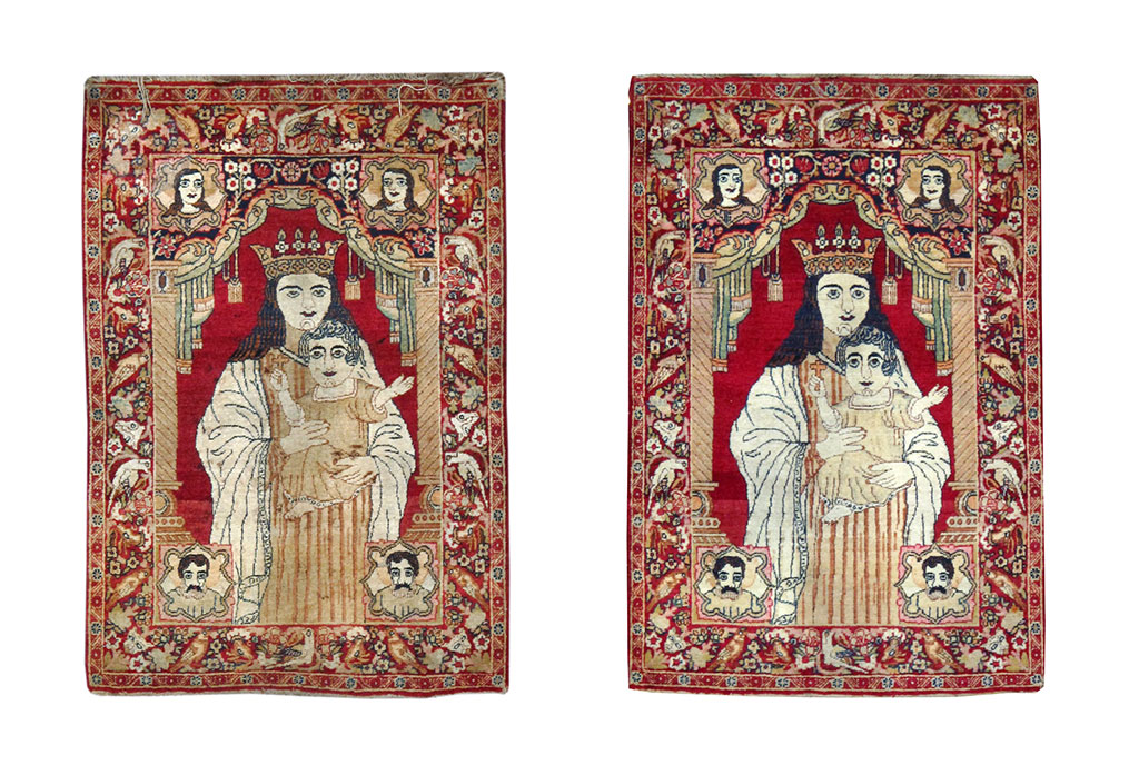 Antique Persian Lavar Kerman Pictorial Rug (Pair: 1 of 2), No.25004 - Galerie Shabab