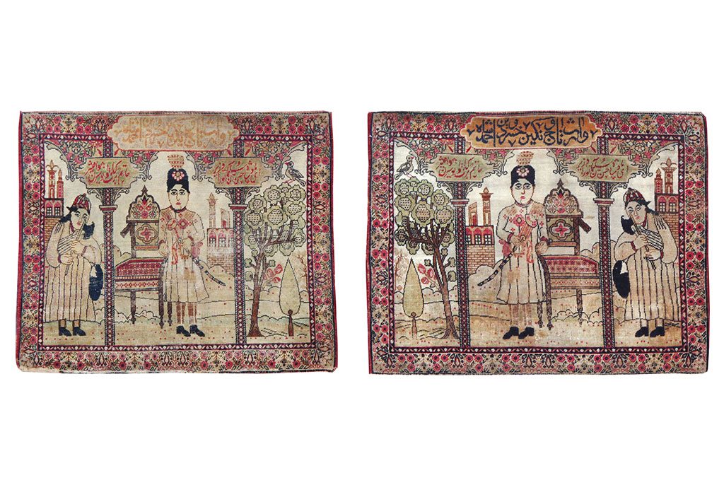 Antique Persian Lavar Kerman Pictorial Throw Rug (Pair: 2 of 2), No.25005 - Galerie Shabab