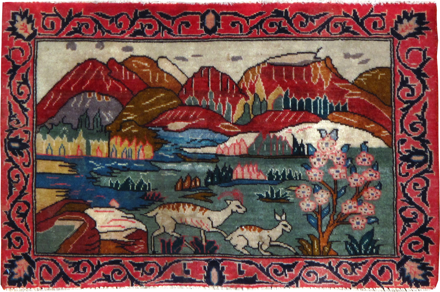 Vintage Persian Tabriz Pictorial Rug, No.25009 - Galerie Shabab