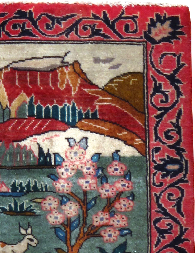 Vintage Persian Tabriz Pictorial Rug, No.25009 - Galerie Shabab