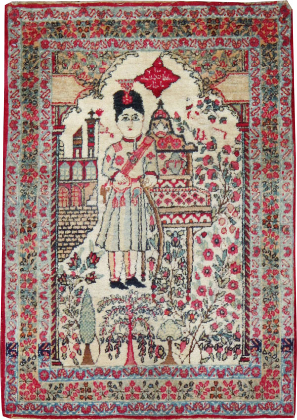 Antique Persian Lavar Kerman Pictorial Rug, No.25013 - Galerie Shabab