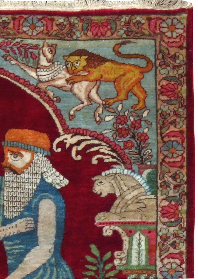 Antique Persian Lavar Kerman Pictorial Rug, No.25015 - Galerie Shabab