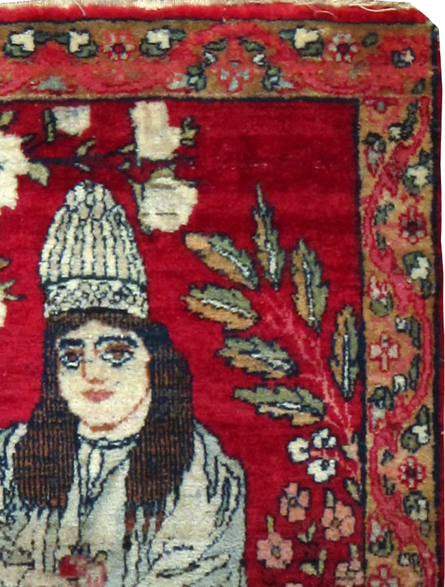 Antique Persian Lavar Kerman Pictorial Rug, No.25018 - Galerie Shabab