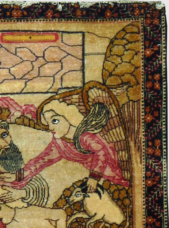 Antique Persian Lavar Kerman Pictorial Rug (Pair: 1 of 2), No.25019 - Galerie Shabab