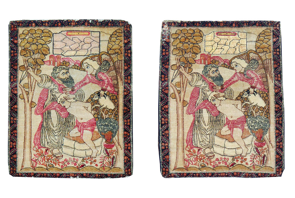 Antique Persian Lavar Kerman Pictorial Rug (Pair: 1 of 2), No.25019 - Galerie Shabab