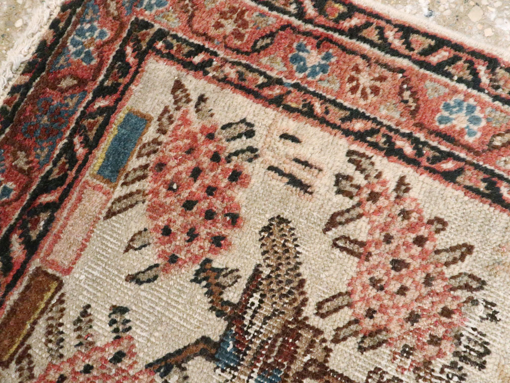 Antique Persian Tabriz Distressed Pictorial Rug, No.25020 - Galerie Shabab