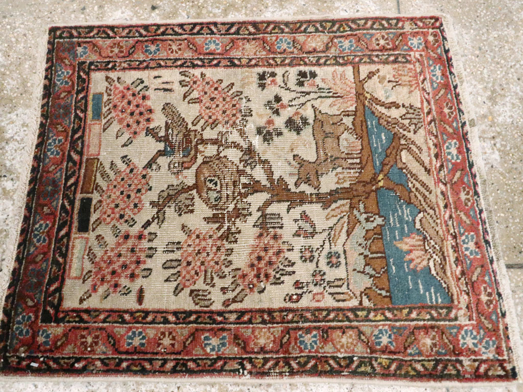 Antique Persian Tabriz Distressed Pictorial Rug, No.25020 - Galerie Shabab