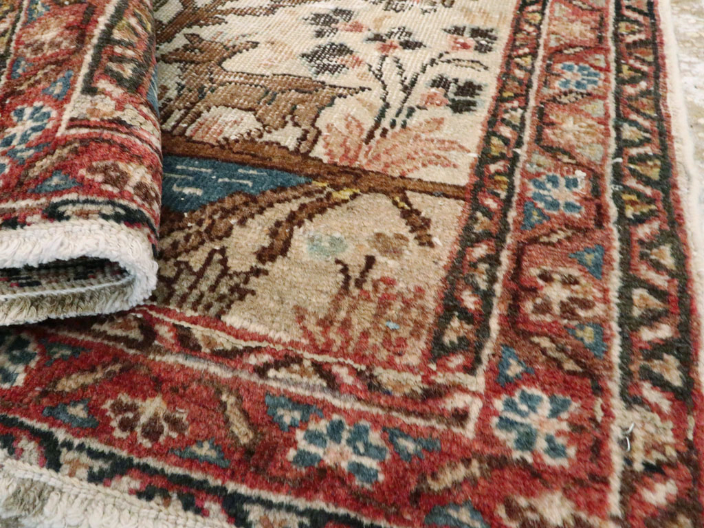 Antique Persian Tabriz Distressed Pictorial Rug, No.25020 - Galerie Shabab