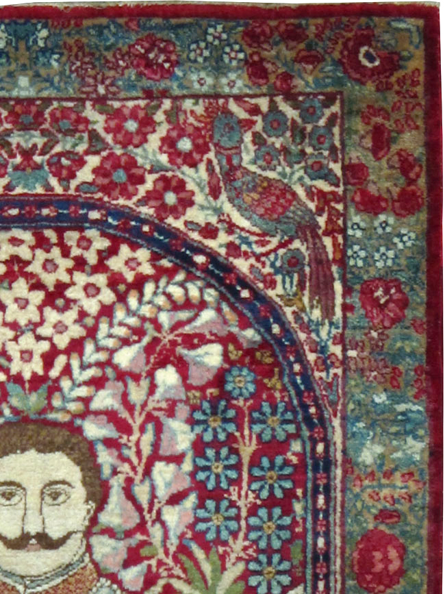 Antique Persian Lavar Kerman Pictorial Rug, No.25021 - Galerie Shabab