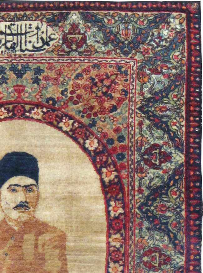 Antique Persian Lavar Kerman Pictorial Rug, No.25022 - Galerie Shabab