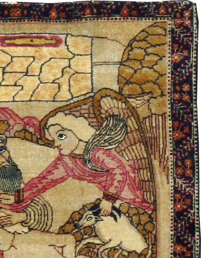 Antique Persian Lavar Kerman Pictorial Rug (Pair: 2 of 2), No.25023 - Galerie Shabab