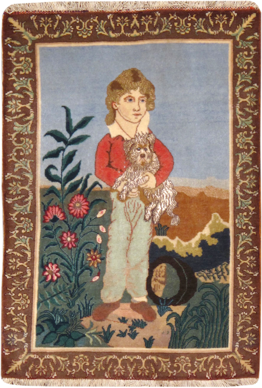 Vintage Persian Tabriz Pictorial Rug, No.25025 - Galerie Shabab