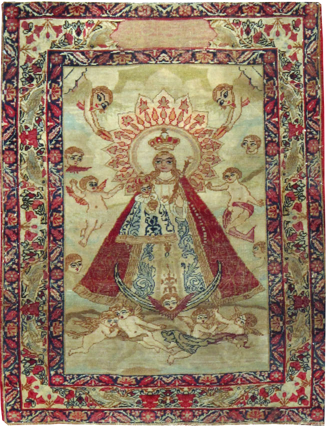 Antique Persian Lavar Kerman Pictorial Rug, No.25026 - Galerie Shabab