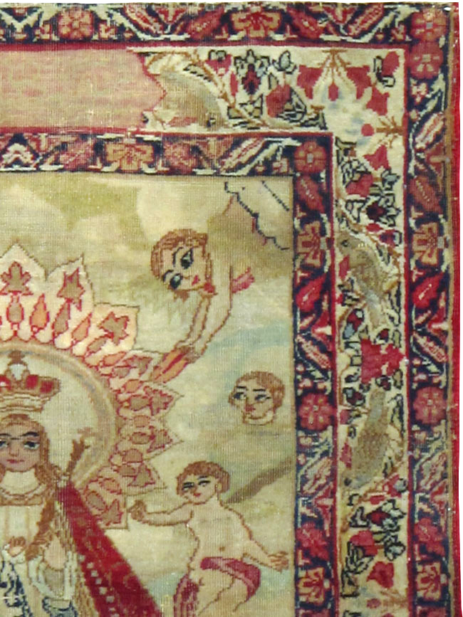 Antique Persian Lavar Kerman Pictorial Rug, No.25026 - Galerie Shabab