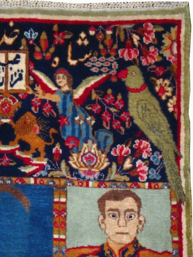 Vintage Persian Kerman Pictorial Rug, No.25030 - Galerie Shabab