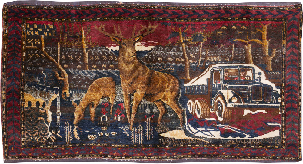 Vintage Persian Kurdish Pictorial Rug, No.25054 - Galerie Shabab