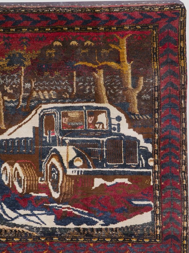 Vintage Persian Kurdish Pictorial Rug, No.25054 - Galerie Shabab