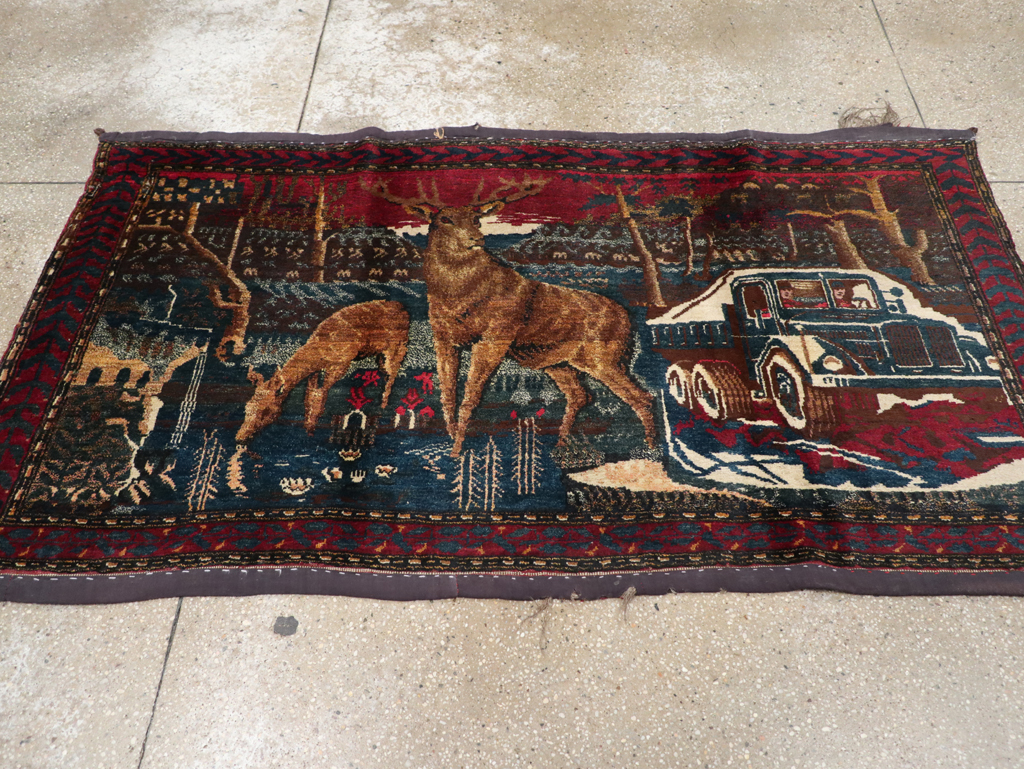 Vintage Persian Kurdish Pictorial Rug, No.25054 - Galerie Shabab