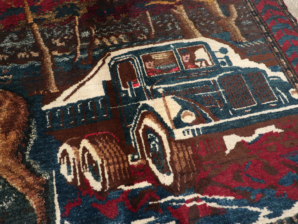 Vintage Persian Kurdish Pictorial Rug, No.25054 - Galerie Shabab