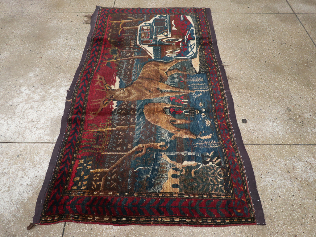 Vintage Persian Kurdish Pictorial Rug, No.25054 - Galerie Shabab