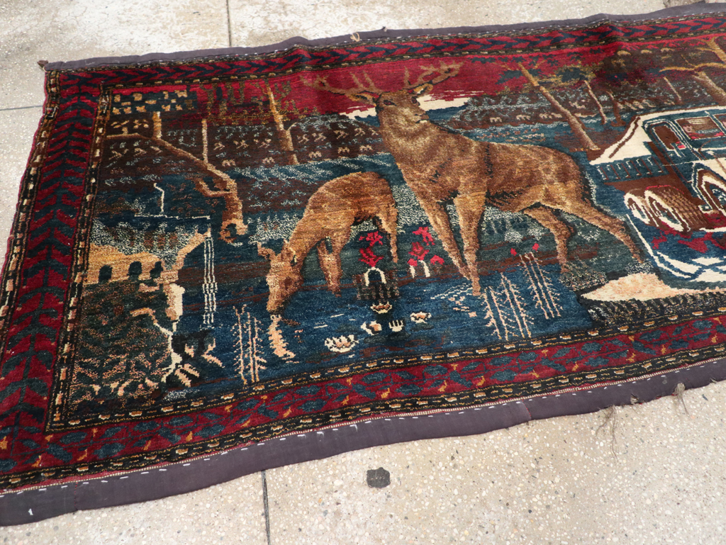 Vintage Persian Kurdish Pictorial Rug, No.25054 - Galerie Shabab