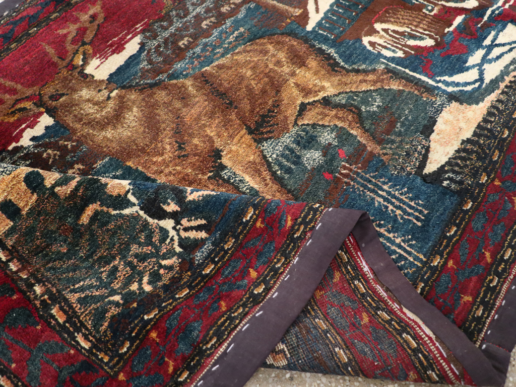 Vintage Persian Kurdish Pictorial Rug, No.25054 - Galerie Shabab